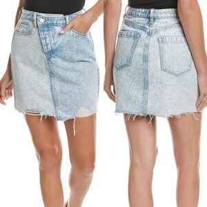 [BLANKNYC] Womens Overflap Fly Denim Jean Skirt Women's 26 Light Wash